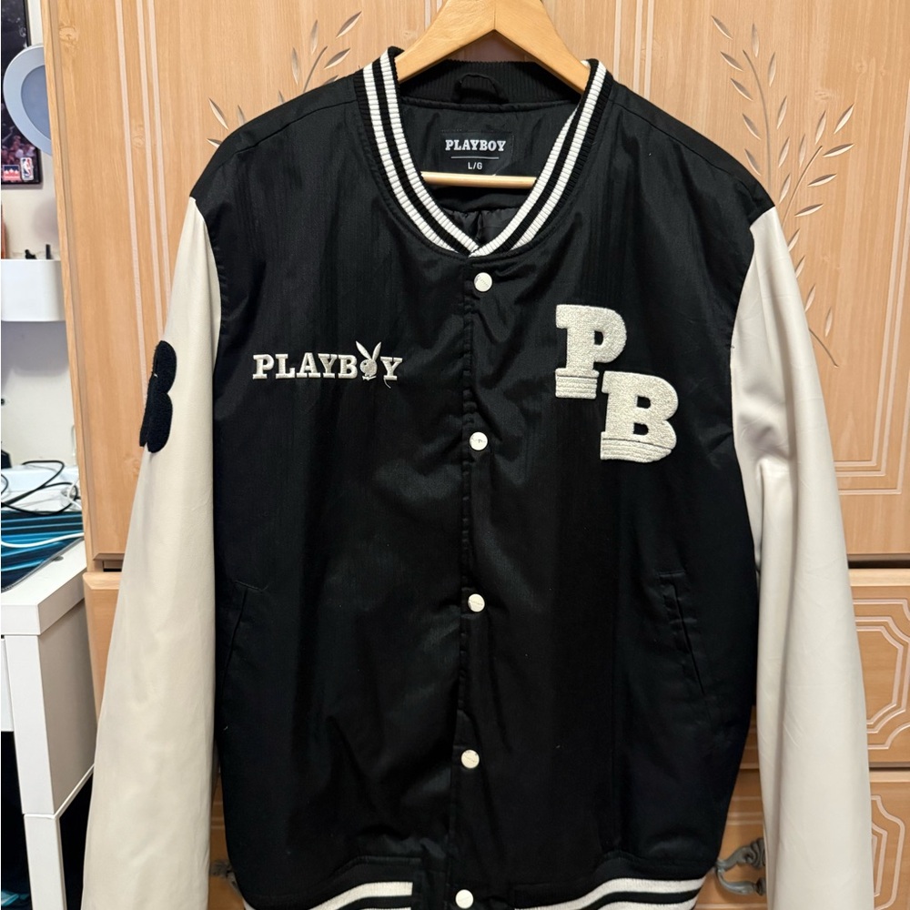 PLAYBOY Black and White Bomber Jacket